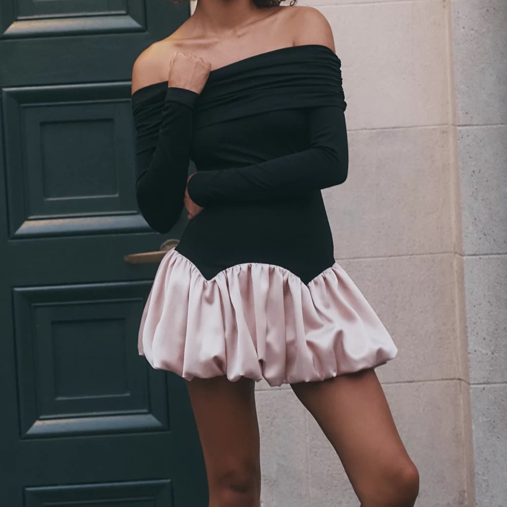 Allina Liu Kai Off-Shoulder Bubble Mini Dress